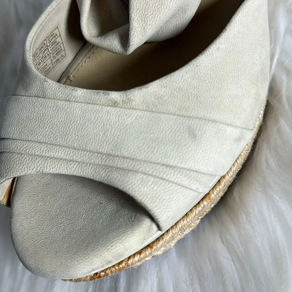 UGG Lucy‎ Ankle Light Tan Twist Wrap Jute Wedge Platform Sandals Sz 8.5